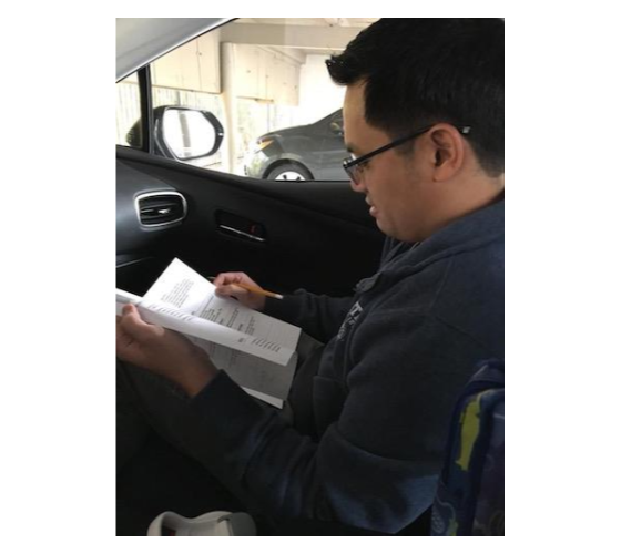 Reading through the lesson notes before the session